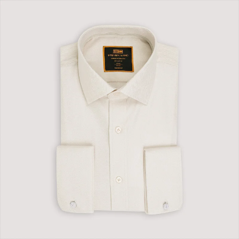 The Regal Herringbone Dress Shirt | Classic Spread Collar | Rounded French Cuff | 100% Cotton Confident Men's High