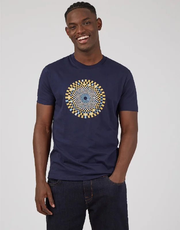 Ben Sherman Ska Check Target Marine T-Shirt Relaxed Men's Beach