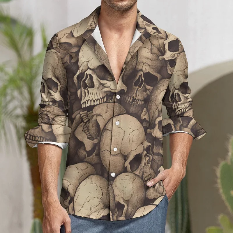 Men's Skulls Casual One Pocket Long Sleeve Shirt Earthy Men's Hemp