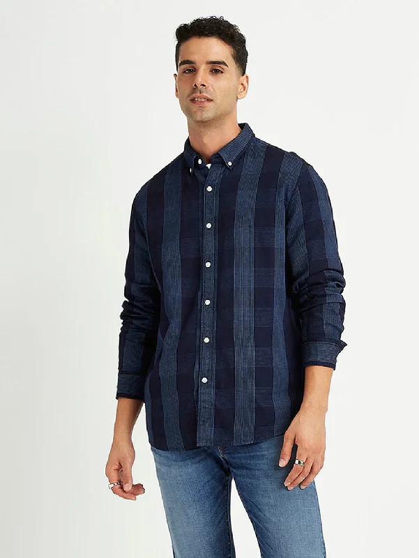 Men's Checkered Spread Collar Shirt Polished Men's Satin