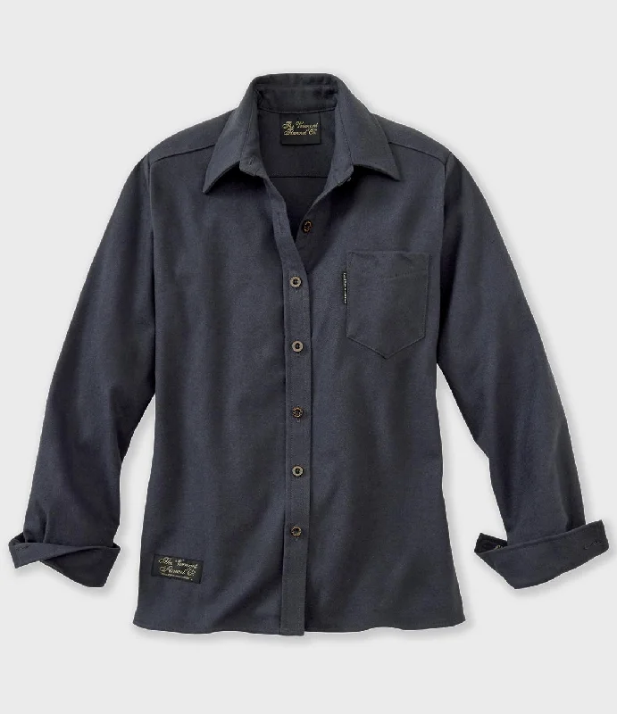 Women's Classic Flannel Shirt - Dark Gray Polished Men's Satin