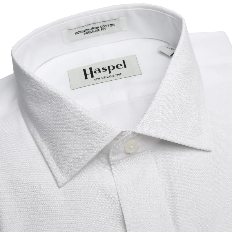 Lyle Solid White Pinpoint Oxford (Regular Fit) FC Dress Shirt - Spread Collar Vacation