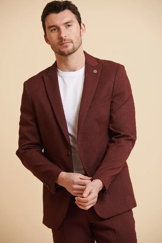 MAX - Wine Tailored Blazer Traditional Men's Country