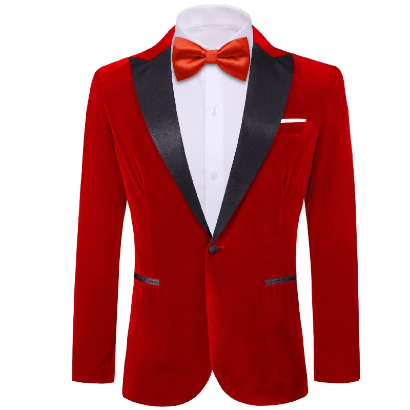 Simon Von  Men's Suit Fire Brick Red Solid Silk Peak Collar Blazer Suit-XX-0058 Bold Men's Animal