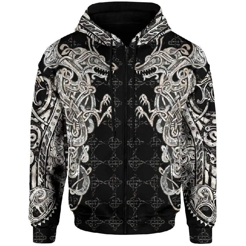 Ancient Dragon Zip Hoodie Practical Men's Multi