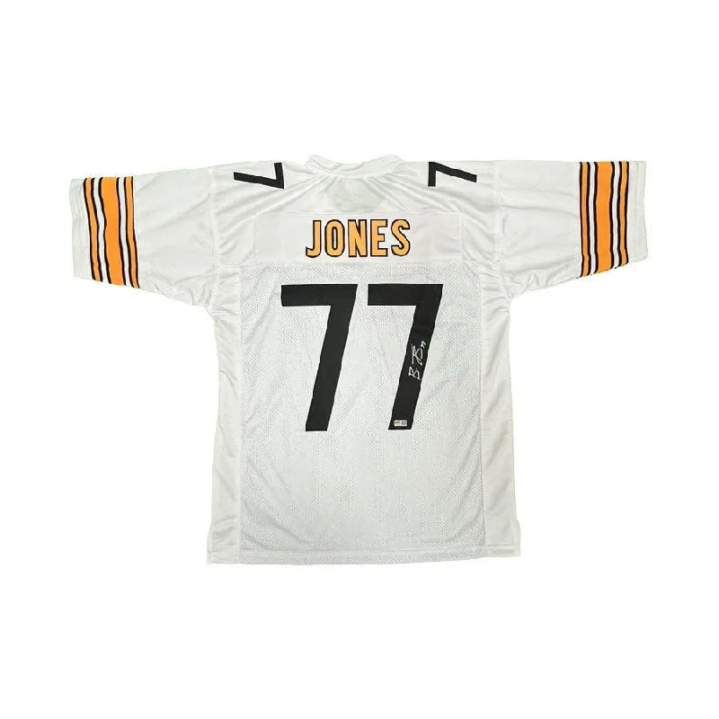 Broderick Jones Signed Custom White Football Jersey Trendy Men's Scandinavian