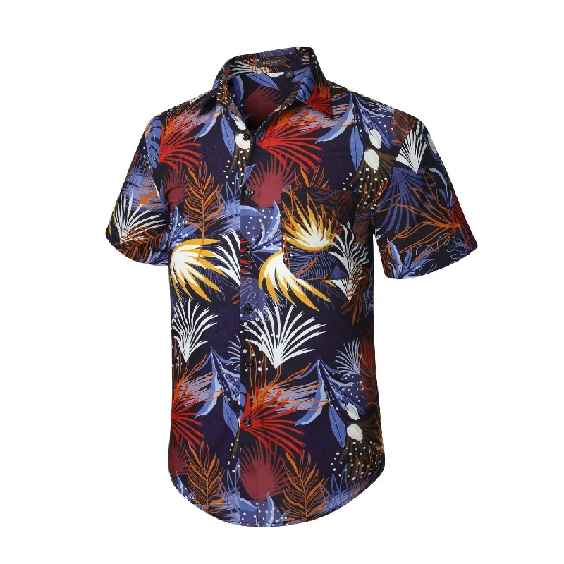 Funky Hawaiian Shirts with Pocket - BLUE/RED Earthy Men's Sustainable 