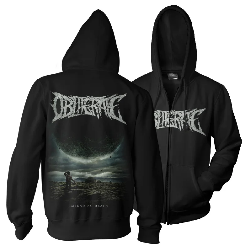 Obliterate "Impending Death" Zip Hoodie Cclassic Men's Tweed