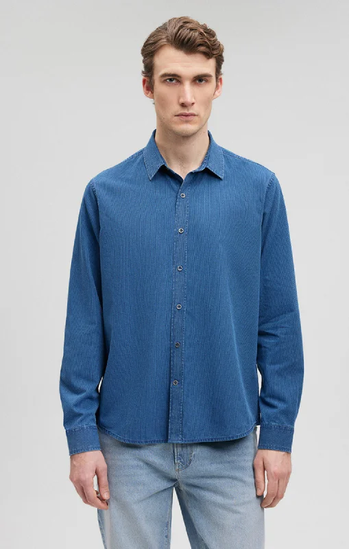 BUTTON-UP LONG SLEEVE SHIRT IN INDIGO Refined Men's Velvet