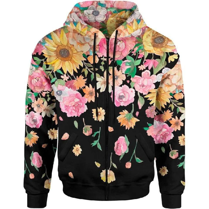 Flower Reign Zip Hoodie Dynamic Men's Moto