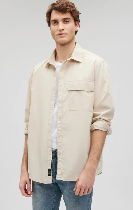 ONE POCKET BUTTON-UP SHIRT IN SILVER BIRCH Monochromatic Office Style