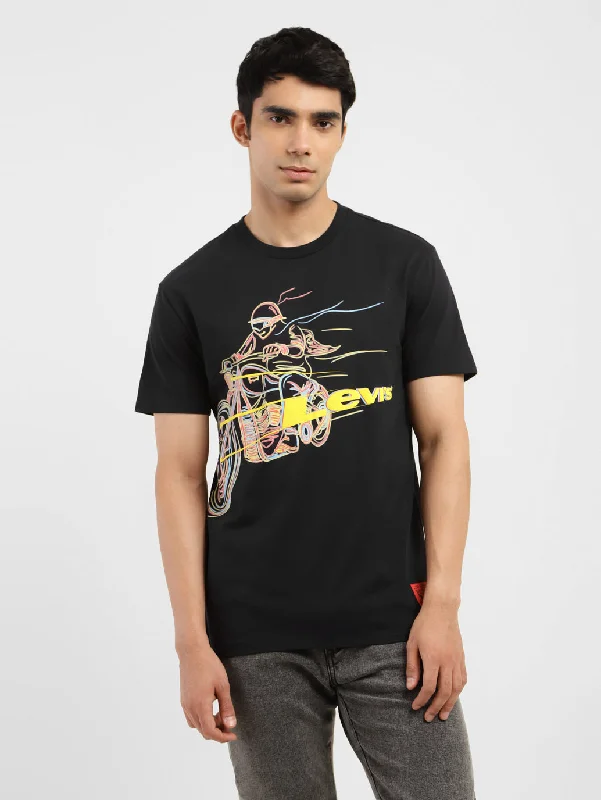 Men's Graphic Print Crew Neck T-shirt Dynamic Men's Moto