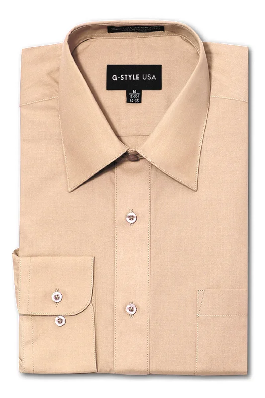 Men's Basic Solid Color Button Up Dress Shirt (Blush) Elegant Men's Cashmere