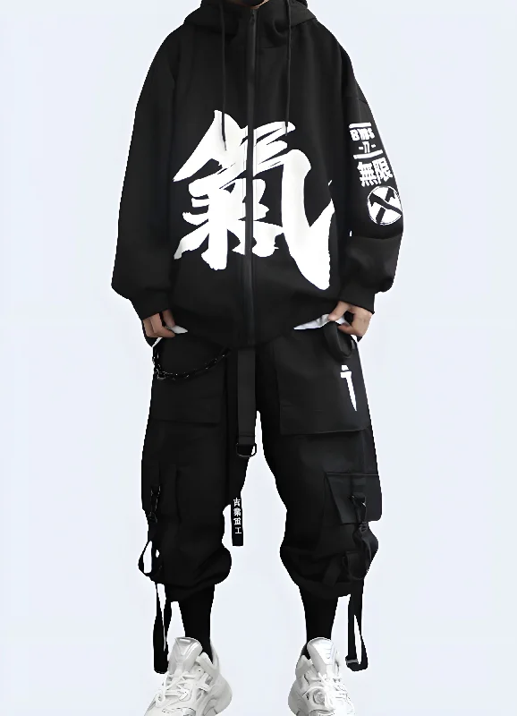 Japanese Kanji Hoodie Dapper Men's Bow