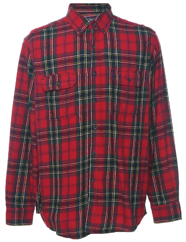 Faded Glory Checked Red Flannel Shirt - L Relaxed Men's Australian 