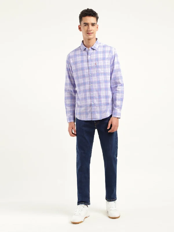 Men's Checkered Spread Collar Shirt Modern Men's 