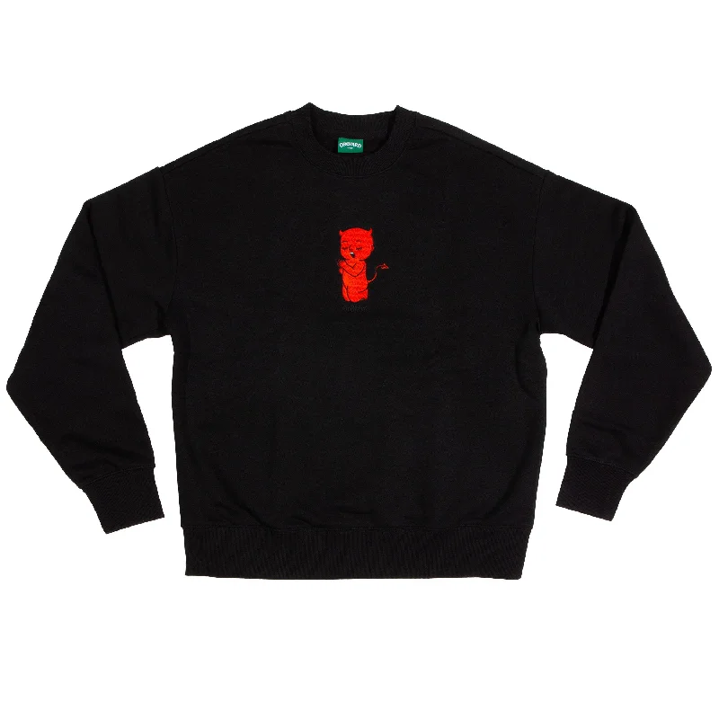 Orchard Thoughts & Prayers Heavy Crewneck Sweatshirt Black Sophisticated Men's French