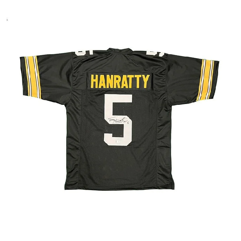 Terry Hanratty Signed Custom Black Football Jersey Vacation