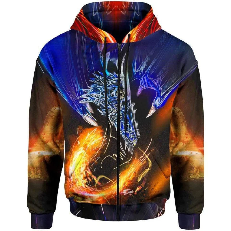 Mystic Dragon Zip Hoodie Practical Men's Quick