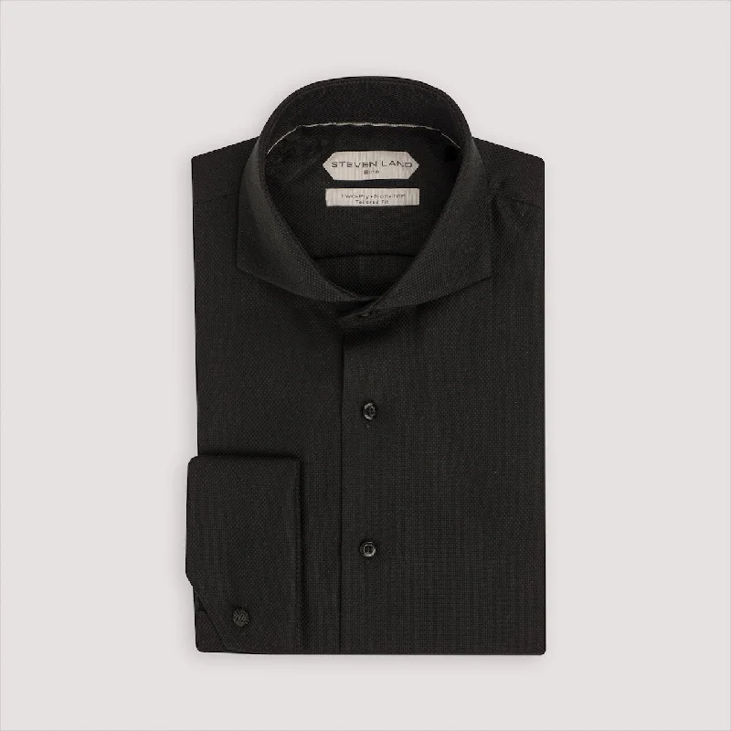 The Augustus Dress Shirt | Cutaway Collar | Angled French Cuff | 100% Cotton | Black Laid