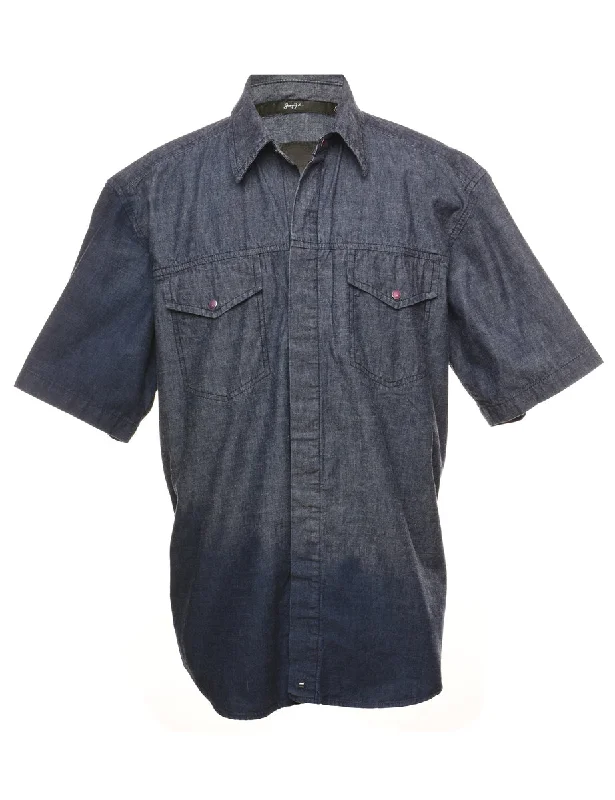 Short Sleeve Western Denim Shirt - L Sophisticated Men's 