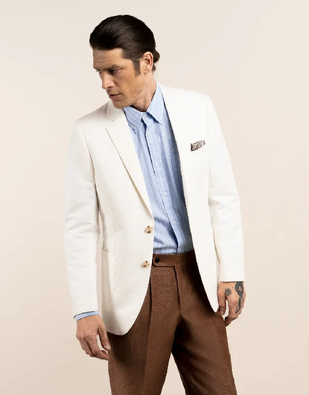 Malta White Linen Blend Blazer Business