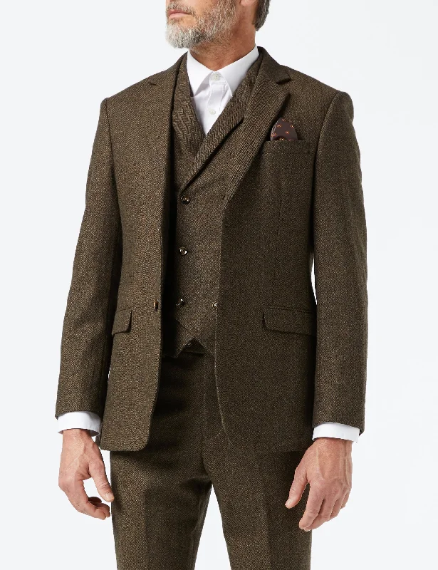 JAX - BROWN HERRINGBONE TWEED JACKET Confident Men's Power