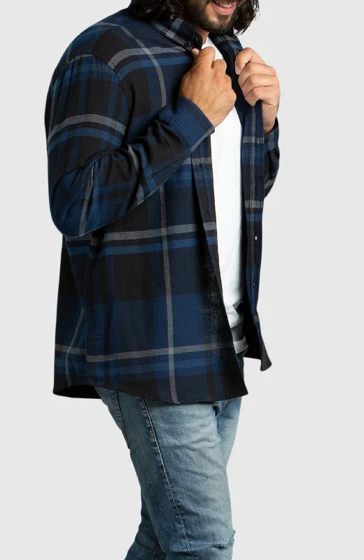 Blue and Black Plaid Flannel Shirt Classic Men's Pin