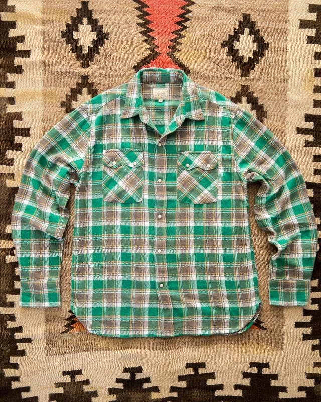 Washed Flannel Pearlsnap Shirt - Spring Pastures Hip Men's Retro