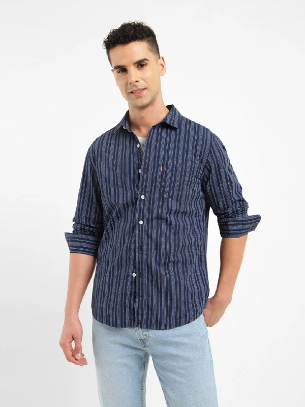 Men's Striped Slim Fit Shirt Tough Men's Military