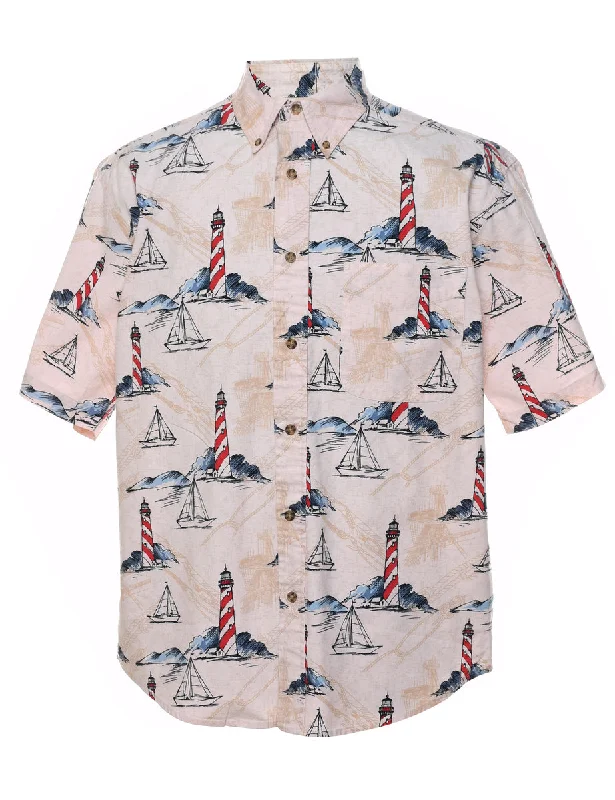 1990s Nautical Smart Shirt - M Unique Men's Patch