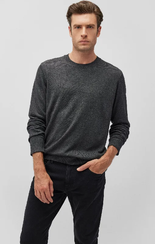 CREW NECK SWEATER IN ANTHRACITE MELANGE Modern Men's Tech