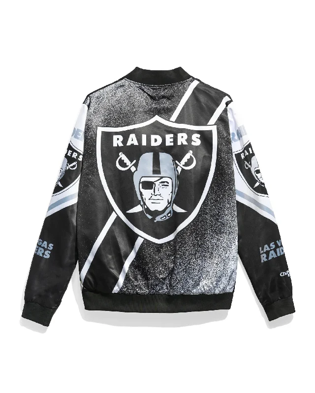 Las Vegas Raiders Logo Fanimation Satin Jacket Laid