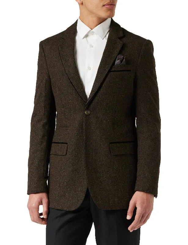 DANE - TWEED DARK BROWN BLAZER Refined Men's Velvet