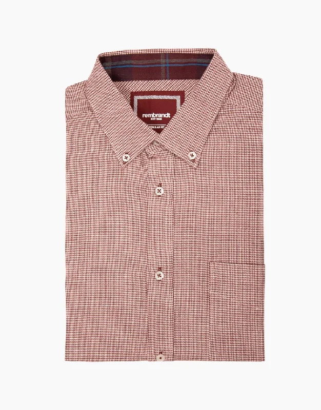 Awaroa maroon houndstooth flannel shirt Relaxed Men's Beach