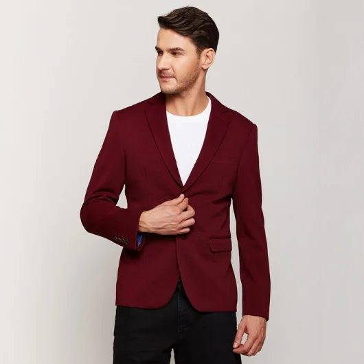 Burgundy Knit Blazer Confident Men's Power