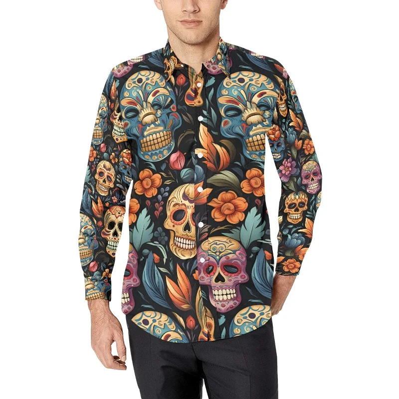 Men's Skulls Long Sleeve Shirt Modern Men's Tech