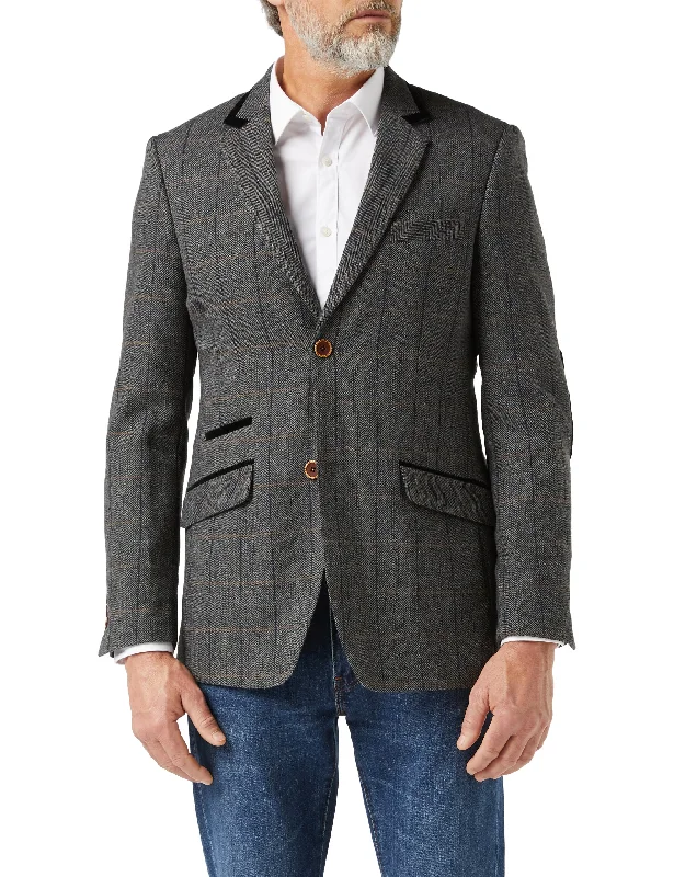 ELTON - Black Tweed Check Blazer Beach