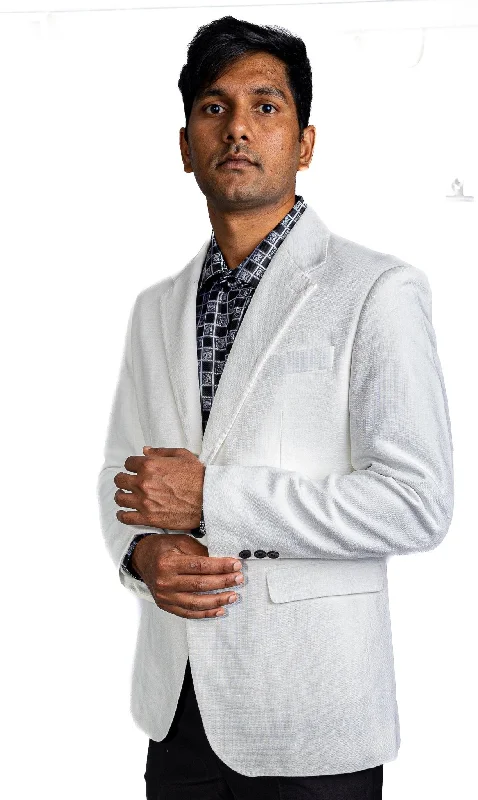 Stylish  Men's Slim Fit  White Solid Color Elegant Blazer Jacket-BJ201357 Dynamic Men's Moto