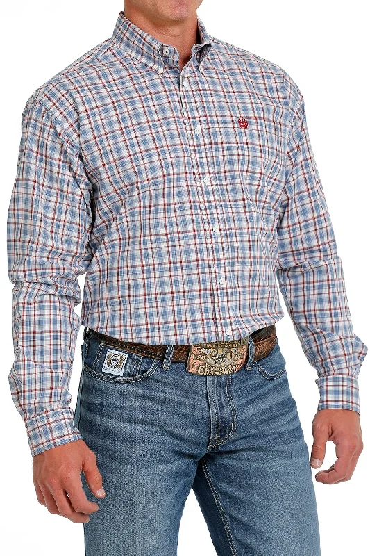 Cinch Men's Blue/Red/Cream Plaid Shirt Edgy Men's Punk