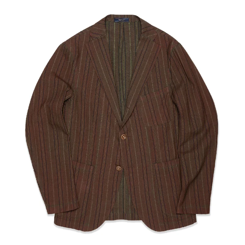 BOGLIOLI Galleria Brown Striped Wool-Silk Unconstructed Jacket EU 48 NEW US 38 Relaxed Men's Australian 