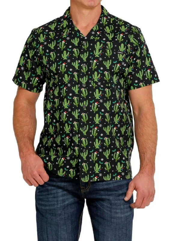 Cinch Men’s Christmas Santa Cactus Camp Shirt Refined Men's European