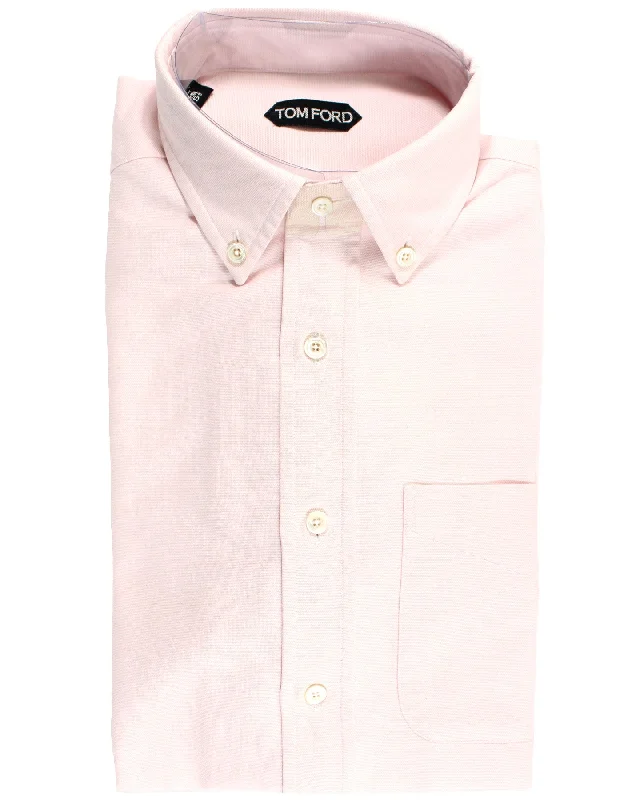 Tom Ford Button-Down Sport Shirt Pink Solid 39 - 15 1/2 SALE Edgy Men's Punk