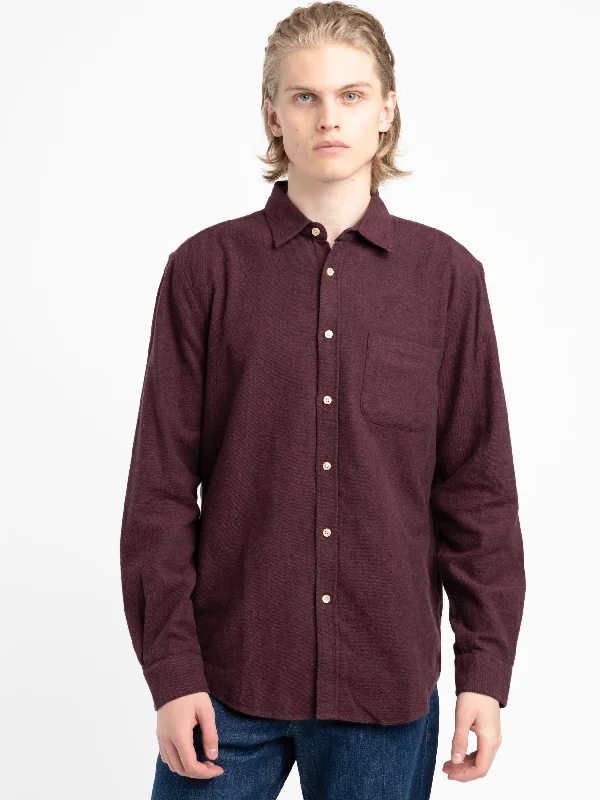 Bordeaux Teca Flannel Shirt Earthy Men's Hemp