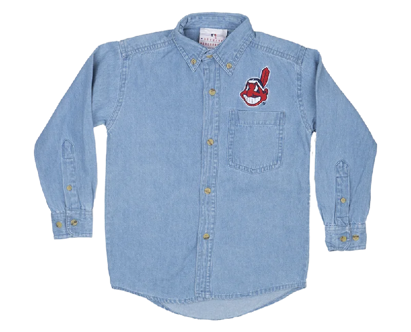 YOUTH CLEAVLAND INDIANS L/S BUTTON DOWN INDIGO - GDMMJ01 Traditional Men's Wool