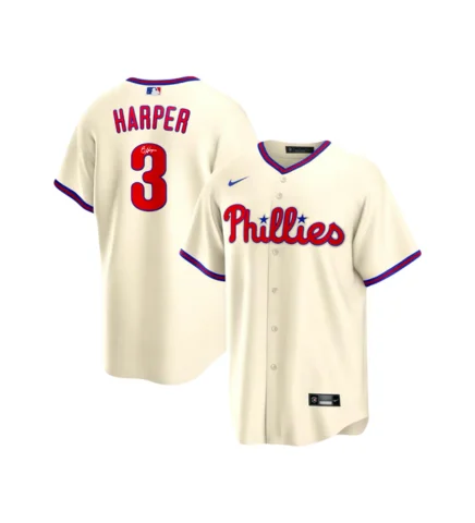 Bryce Harper Autographed Phillies Cream Nike Authentic Jersey British Gentleman Style