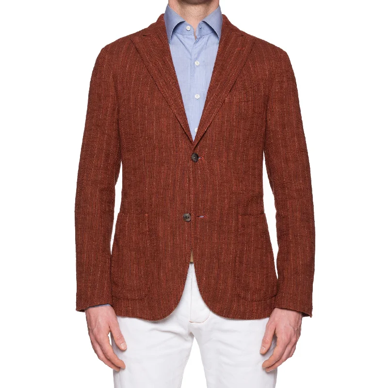 BOGLIOLI "K.Jacket" Brick Red Cotton-Silk Unlined Peak Lapel Jacket 48 NEW US 38 Hip Men's Urban