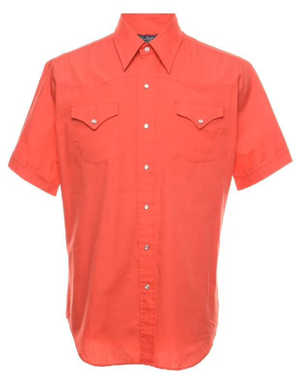 Red Short Sleeve Western Shirt - L Elegant Men's Formal 