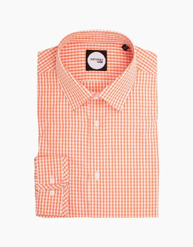 Brooklyn Orange Gingham Shirt Earthy Men's Hemp