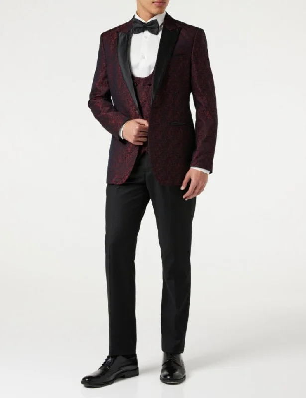 LUCA - MAROON PRINTED DINNER TUX JACKET Stylish Men's Tropical 